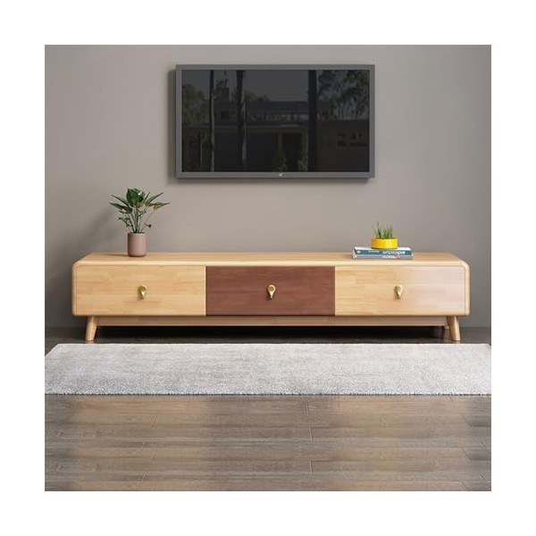 Meuble TV du Milieu du siècle en Bois Massif, Table Console TV Centre de Divertissement Moderne, Console TV 59" Table TV bohè