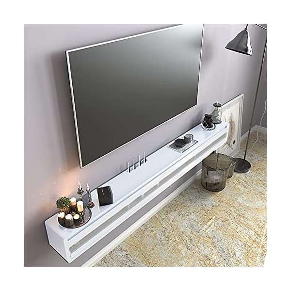 IBOWZ Meuble TV Suspendu Meuble TV Suspendu, Meuble TV Flottant en Bois avec Trou de Fil de routeur avec 3 Portes battantes, 