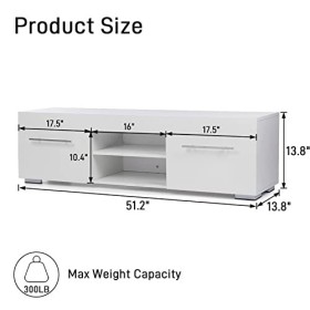 WAOCEO Meuble TV Meuble TV LED Moderne avec lumières LED et Grand Rangement, Meuble TV Brillant, Table Console Centrale de Di
