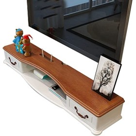HeEdz Étagère à Composants de Support Flottant, Console Murale de 47,2/55,1 Pouces, étagère vidéo Woodeno, pour chambre/salon