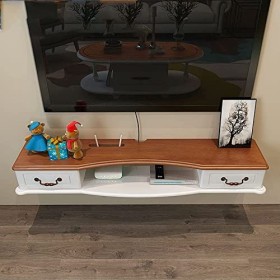 HeEdz Étagère à Composants de Support Flottant, Console Murale de 47,2/55,1 Pouces, étagère vidéo Woodeno, pour chambre/salon