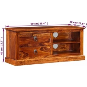 Meuble TV de Salon Meuble TV Console multimédia Meuble TV en Bois de Sesham Massif 35,4" x11,8 x15,7 pour Salon, Couloir, ent