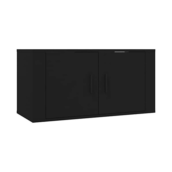 Keyur Meuble TV Suspendu, Meuble TV Mural Design Étagère Murale pour Télévision Meuble TV Mural Noir 80x34,5x40 cm