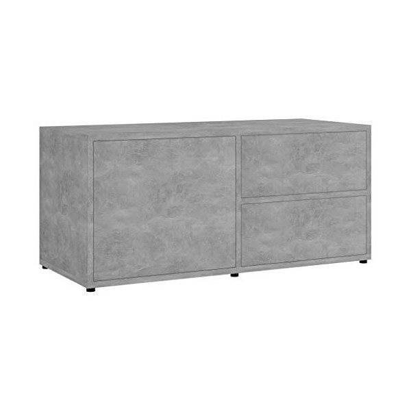 Annlera Meuble TV Gris Béton 80x34x36 cm Aggloméré Classique Banc TV Décorer Pièce Minimaliste Armoire TV Fonction daffichag