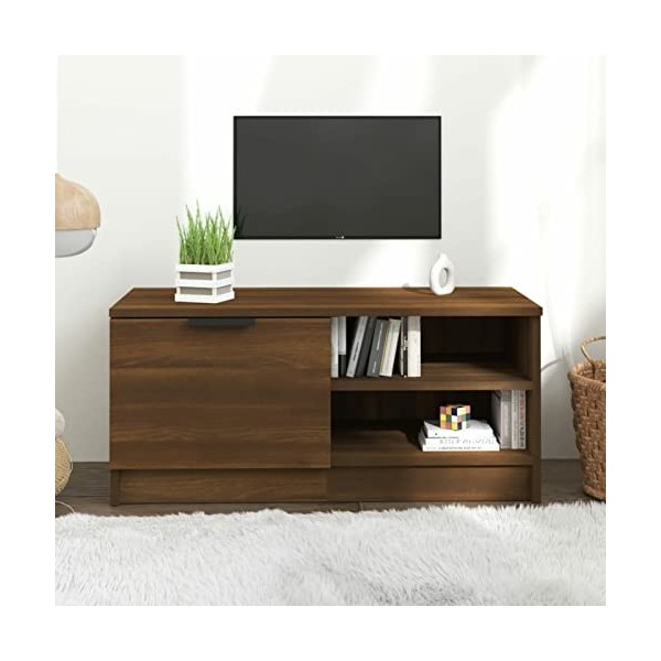 Meuble TV, Meuble TV Moderne avec Porte et Compartiments, Meuble de Divertissement TV pour Salon, Chambre à Coucher, Meuble T