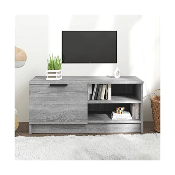 Meuble TV, Meuble TV Moderne avec Porte et Compartiments, Meuble de Divertissement TV pour Salon, Chambre à Coucher, Meuble T