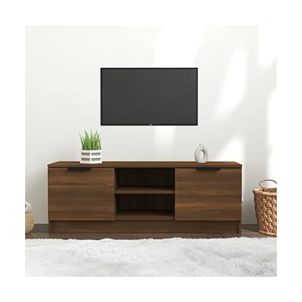 Meuble TV, Meuble TV Moderne avec Porte et Compartiments, Meuble de Divertissement TV pour Salon, Chambre à Coucher, Meuble T