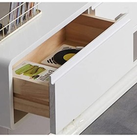 Meuble TV Mural Blanc Meuble TV Flottant avec 2 tiroirs -55,1 Pouces Centre de Divertissement Mural en Bois Massif pour écran