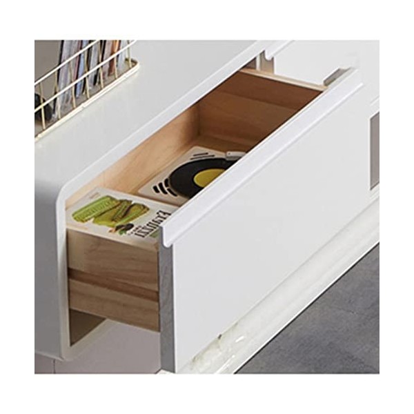 Meuble TV Mural Blanc Meuble TV Flottant avec 2 tiroirs -55,1 Pouces Centre de Divertissement Mural en Bois Massif pour écran