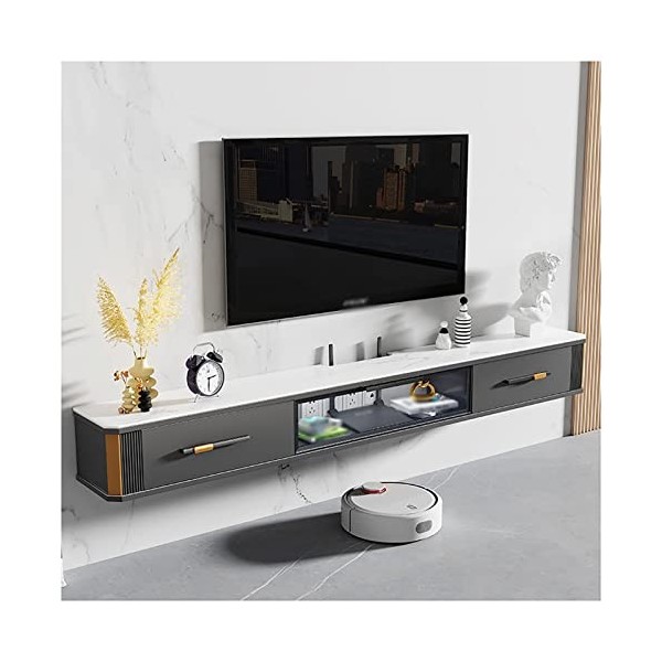Meuble TV Flottant Meuble TV Mural, étagères de Rangement pour Console multimédia, avec Trous de câbles, pour Chambre à Couch