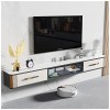 Meuble TV Flottant Meuble TV Mural, étagères de Rangement pour Console multimédia, avec Trous de câbles, pour Chambre à Couch