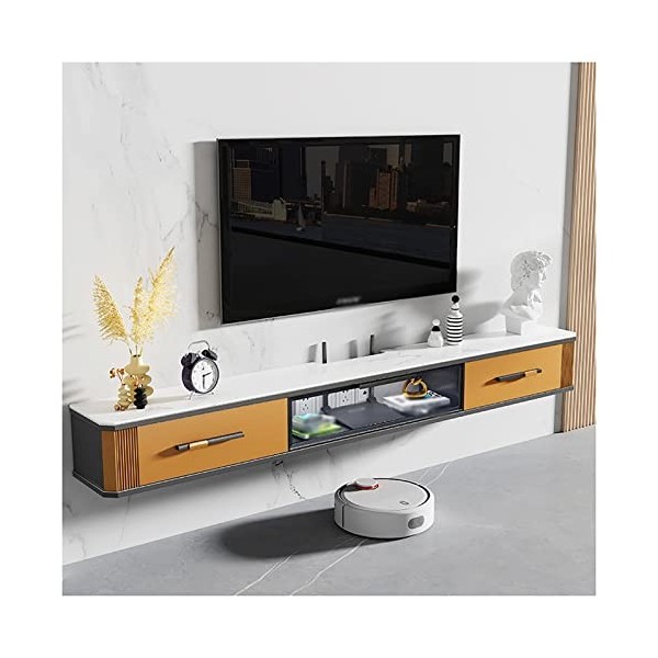 Meuble TV Flottant Meuble TV Mural, étagères de Rangement pour Console multimédia, avec Trous de câbles, pour Chambre à Couch