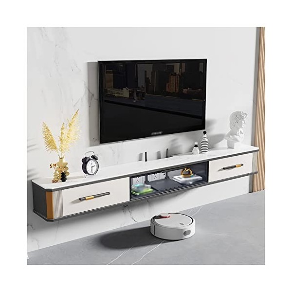 Meuble TV Flottant Meuble TV Mural, étagères de Rangement pour Console multimédia, avec Trous de câbles, pour Chambre à Couch
