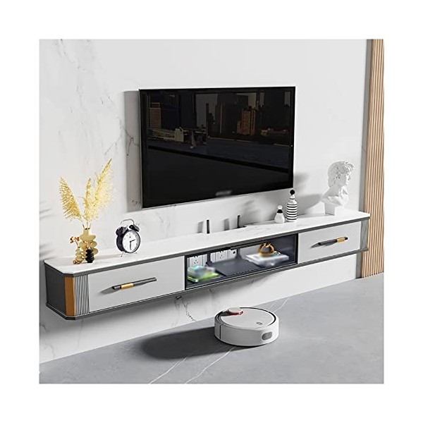 Meuble TV Flottant Meuble TV Mural, étagères de Rangement pour Console multimédia, avec Trous de câbles, pour Chambre à Couch