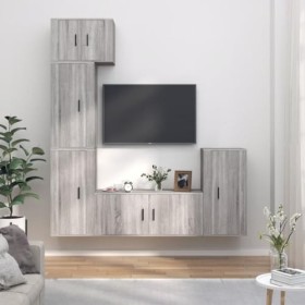 DCRAF Home Hardware Businese Meuble TV 5 pièces en bois Sonoma Gris