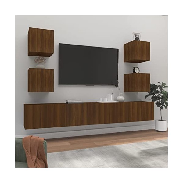 Home Hardware Businese Meuble TV 6 pièces Chêne Marron