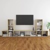 WOODEY Meuble TV 5 pièces Blanc et chêne Sonoma Meuble en bois dingénierie