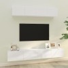 SEVSO Meuble TV 4 pièces en bois blanc brillant