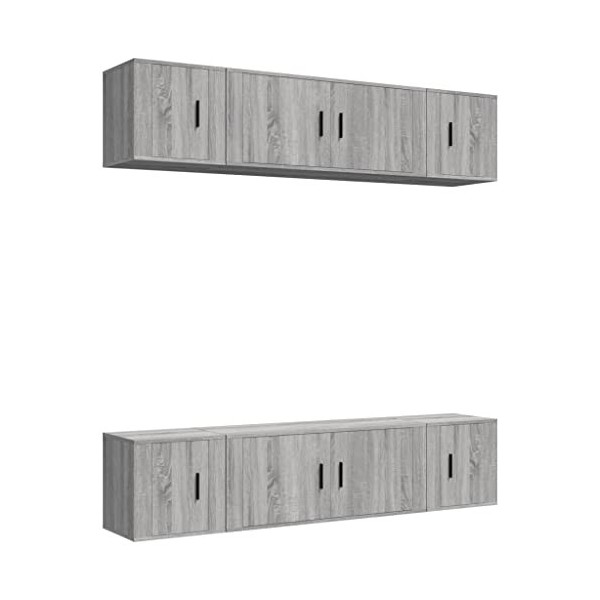 WOODEY Meuble TV 6 pièces Gris Sonoma Meuble en bois dingénierie