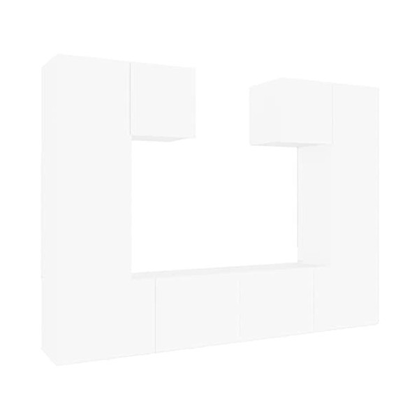 Home Hardware Businese Meuble TV 6 pièces en bois dingénierie Blanc