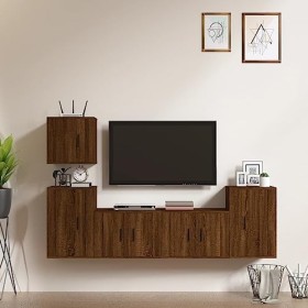 bujee Meuble TV 5 pièces en chêne marron