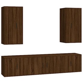 RAUGAJ Home Hardware Businese Meuble TV 5 pièces Chêne Marron