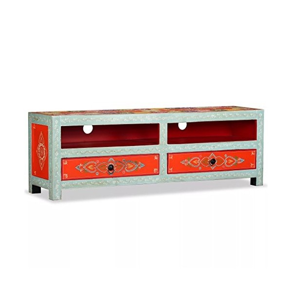 Meuble TV Bois de manguier Massif Peint à la Main Meubles Meubles Audio/vidéo et pour Home cinéma