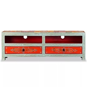 Meuble TV Bois de manguier Massif Peint à la Main Meubles Meubles Audio/vidéo et pour Home cinéma