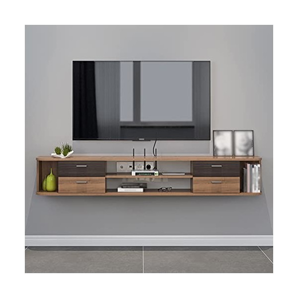 AVIMYA Étagère de Rangement multimédia pour Meuble TV Flottant, Meuble TV Mural avec 4 tiroirs et étagères de Rangement Ouver