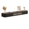 Support Mural pour TV Meuble TV Flottant en Bois avec Porte vitrée, Centre de Divertissement Mural Moderne avec 2 tiroirs, en