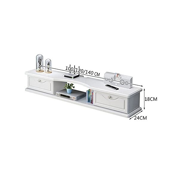 ROLTIN Meuble TV Flottant, Type de Tiroir Console Multimédia en Bois Meuble TV Suspendu avec Trou de Fil, pour Boîtes de Câbl