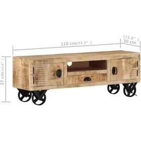 Meuble TV à roulettes Meuble TV avec Rangement Meuble TV en Bois Table décorative à lentrée 43,3" x11,8 x14,6 Bois de Mangui