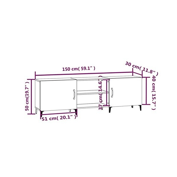 Meuble TV, Meuble TV Moderne avec Porte et Compartiments, Meuble de Divertissement TV pour Salon, Chambre à Coucher, Meuble T