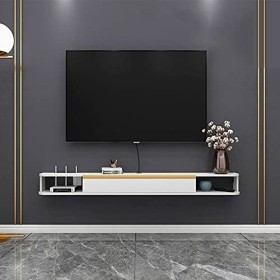 ROLTIN Meuble TV Flottant Étagère Meuble TV Flottant Console Multimédia Murale Meuble TV Rangement de Bureau Flottant Unité d