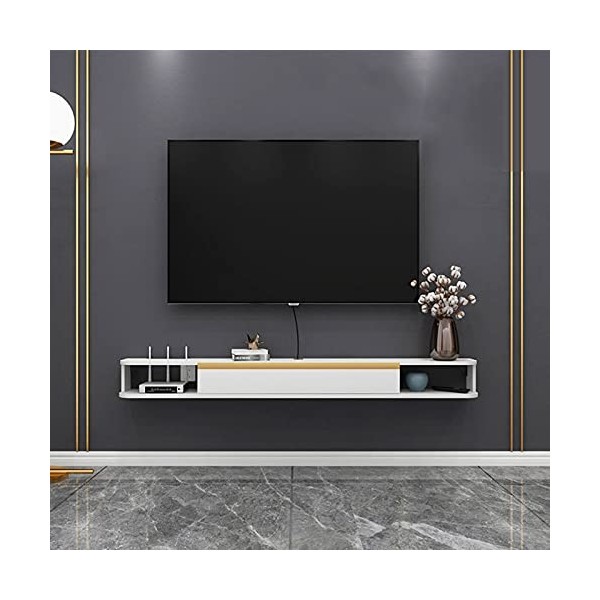 ROLTIN Meuble TV Flottant Étagère Meuble TV Flottant Console Multimédia Murale Meuble TV Rangement de Bureau Flottant Unité d