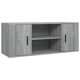Lechnical Meuble TV, meuble TV, meuble TV salon, meuble TV gris Sonoma 100 x 35 x 40 cm en bois multicouche k