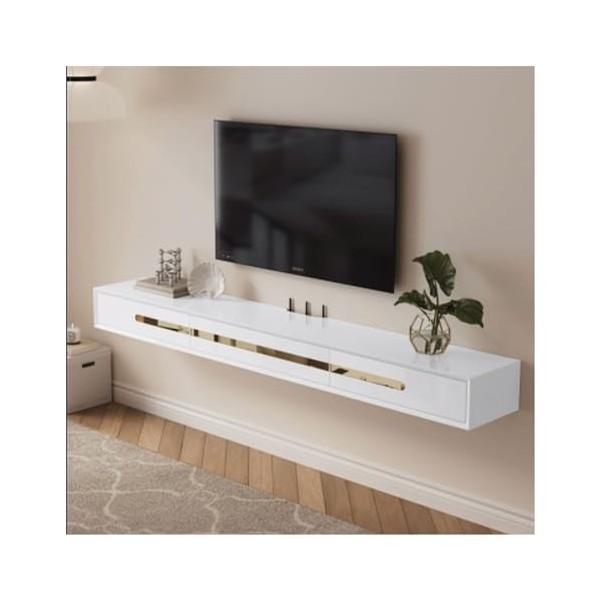 Meubles TV Meuble TV Flottant Mural en Bois, Meuble TV avec armoires de Rangement et étagères, Meuble de Centre de Divertisse