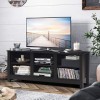 Giantex Meuble TV en Bois avec 6 Compartiments et 4 Pieds, étagère réglable en 3 Positions, Meuble TV pour Salon Industriel d