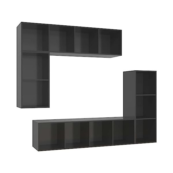 Home Hardware Businese Meuble TV 4 pièces en bois Gris brillant