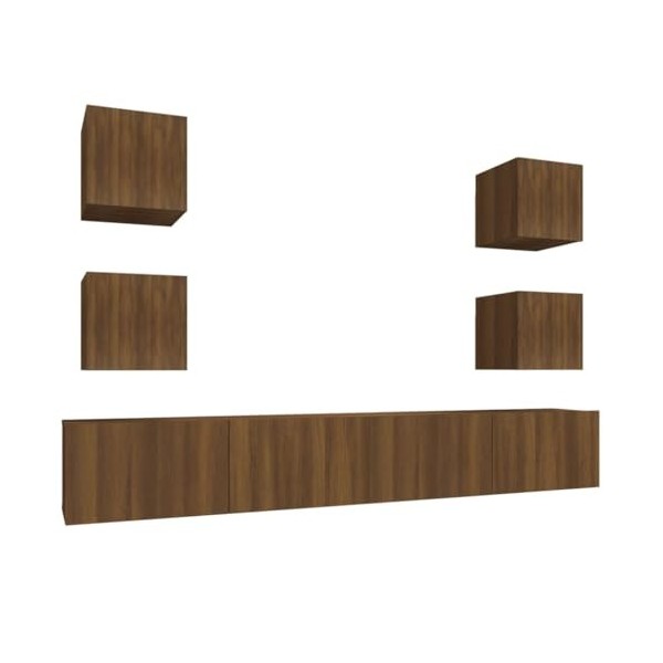 WOODEY Meuble TV 6 pièces en chêne marron