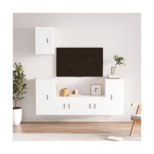 TEKEET Home Hardware Businese Meuble TV 5 pièces en bois Blanc