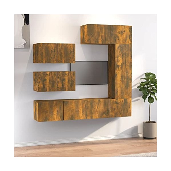 Home Hardware Businese Meuble TV 6 pièces en chêne fumé