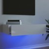 vidaXL Meuble TV avec éclairage LED Blanc Brillant 60x35x15,5 cm