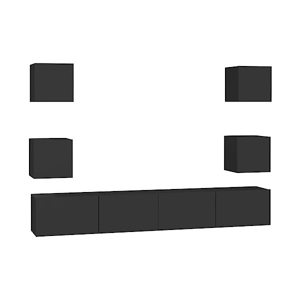 SHAPLE Home Hardware Businese Meuble TV 6 pièces en bois Noir