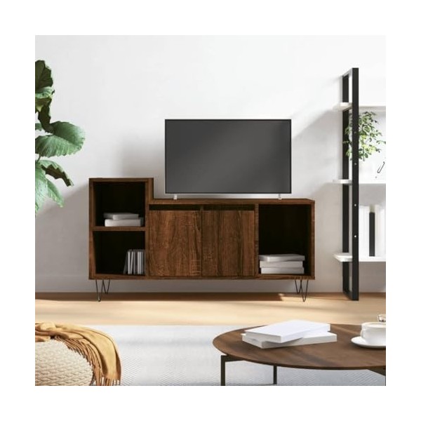 vidaXL Meuble TV, Armoire de Télévision avec 5 Compartiments, Meuble Télé avec Portes Salon Salle de Séjour, Moderne, Chêne M