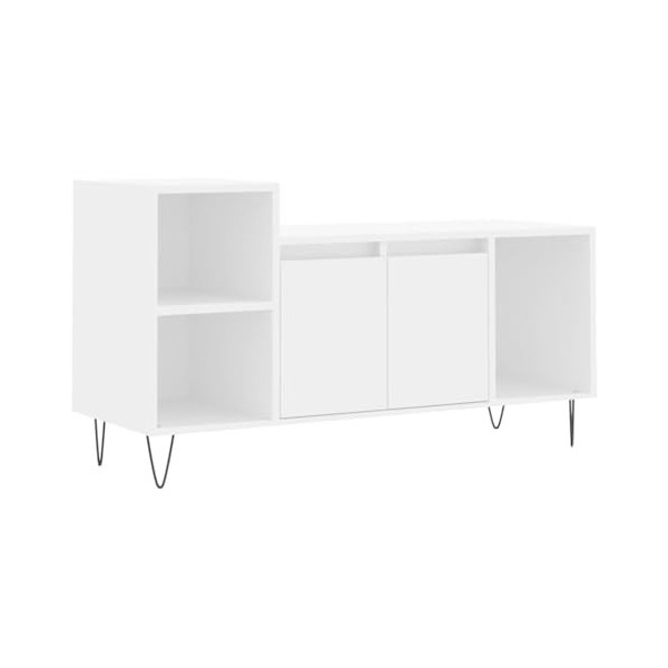vidaXL Meuble TV, Armoire de Télévision avec 5 Compartiments, Meuble Télé avec Portes Salon Salle de Séjour, Moderne, Blanc B