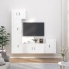WOODEY Meuble TV 5 pièces en bois blanc