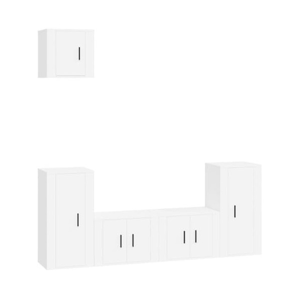 WOODEY Meuble TV 5 pièces en bois blanc