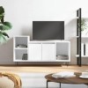 vidaXL Meuble TV, Armoire de Télévision avec 5 Compartiments, Meuble Télé avec Portes Salon Salle de Séjour, Moderne, Blanc B