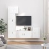 CUTSKY Meuble TV 5 pièces en bois blanc